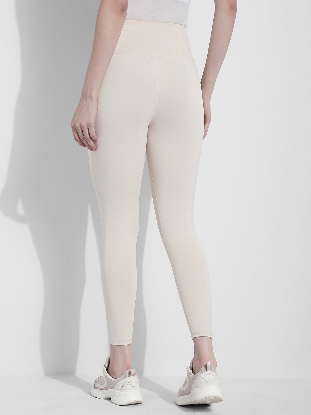 Women's Cream High Waist Stretch Trackpants