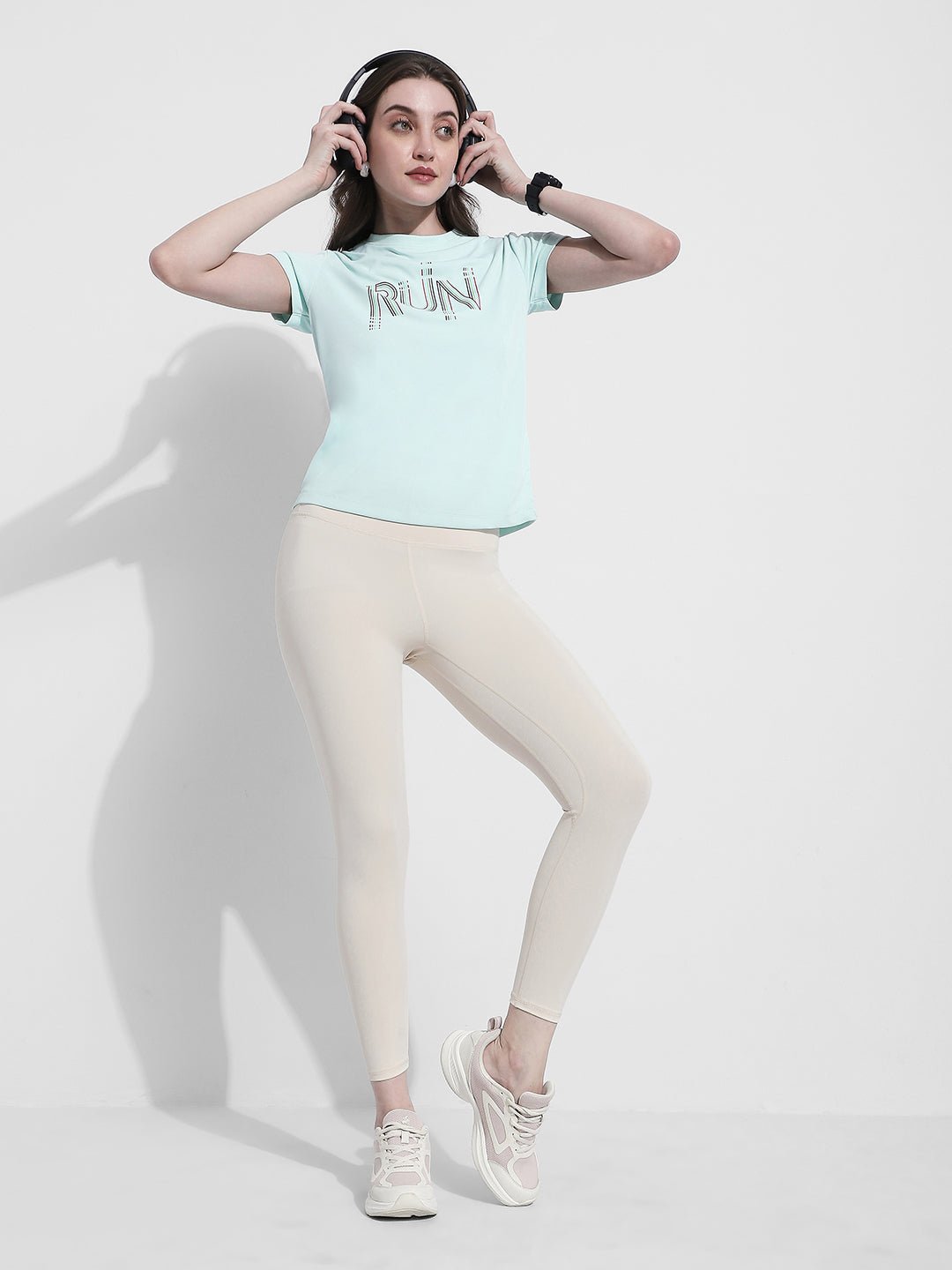 Women's Cream High Waist Stretch Trackpants