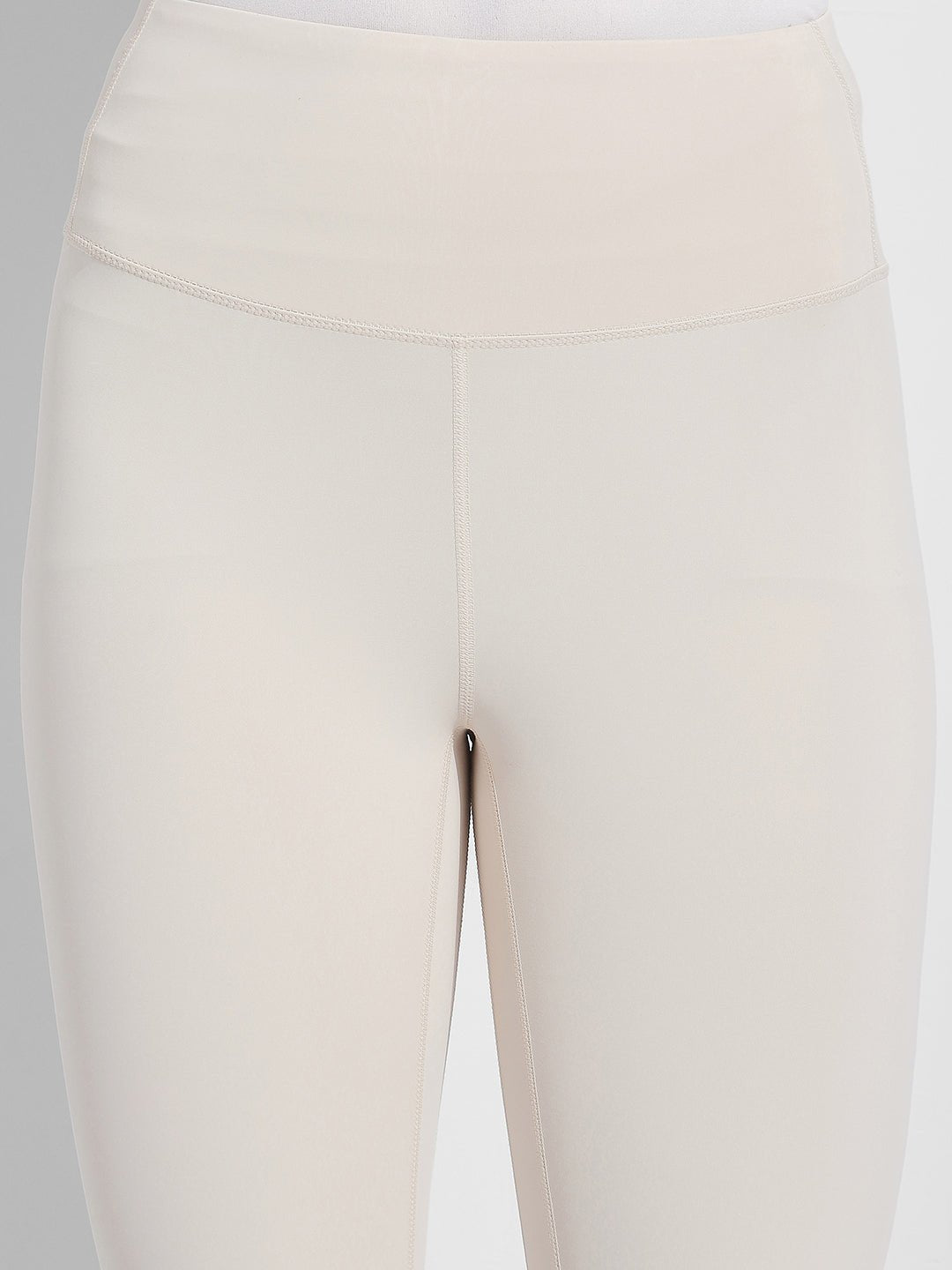 Women's Cream High Waist Stretch Trackpants