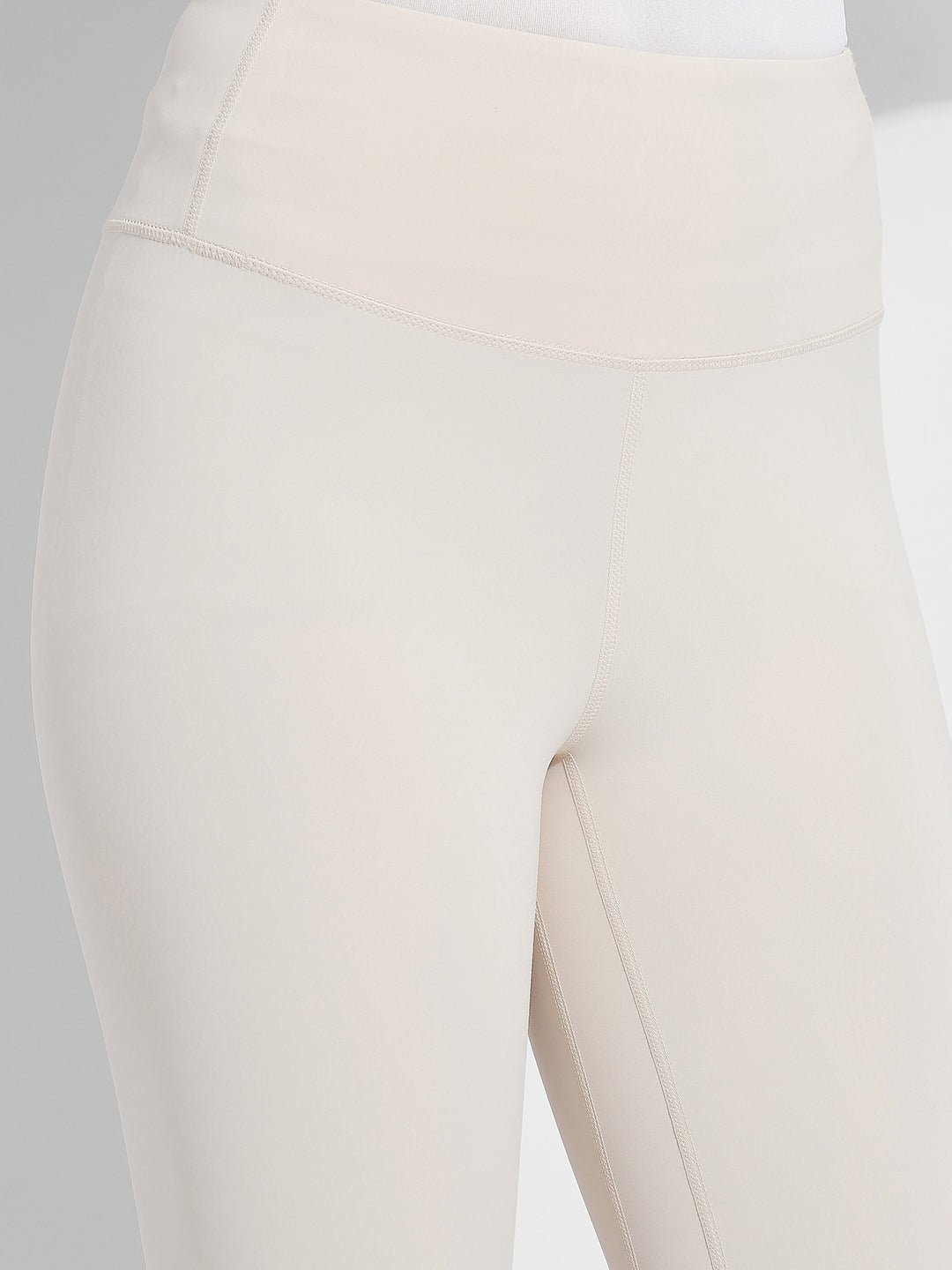 Women's Cream High Waist Stretch Trackpants