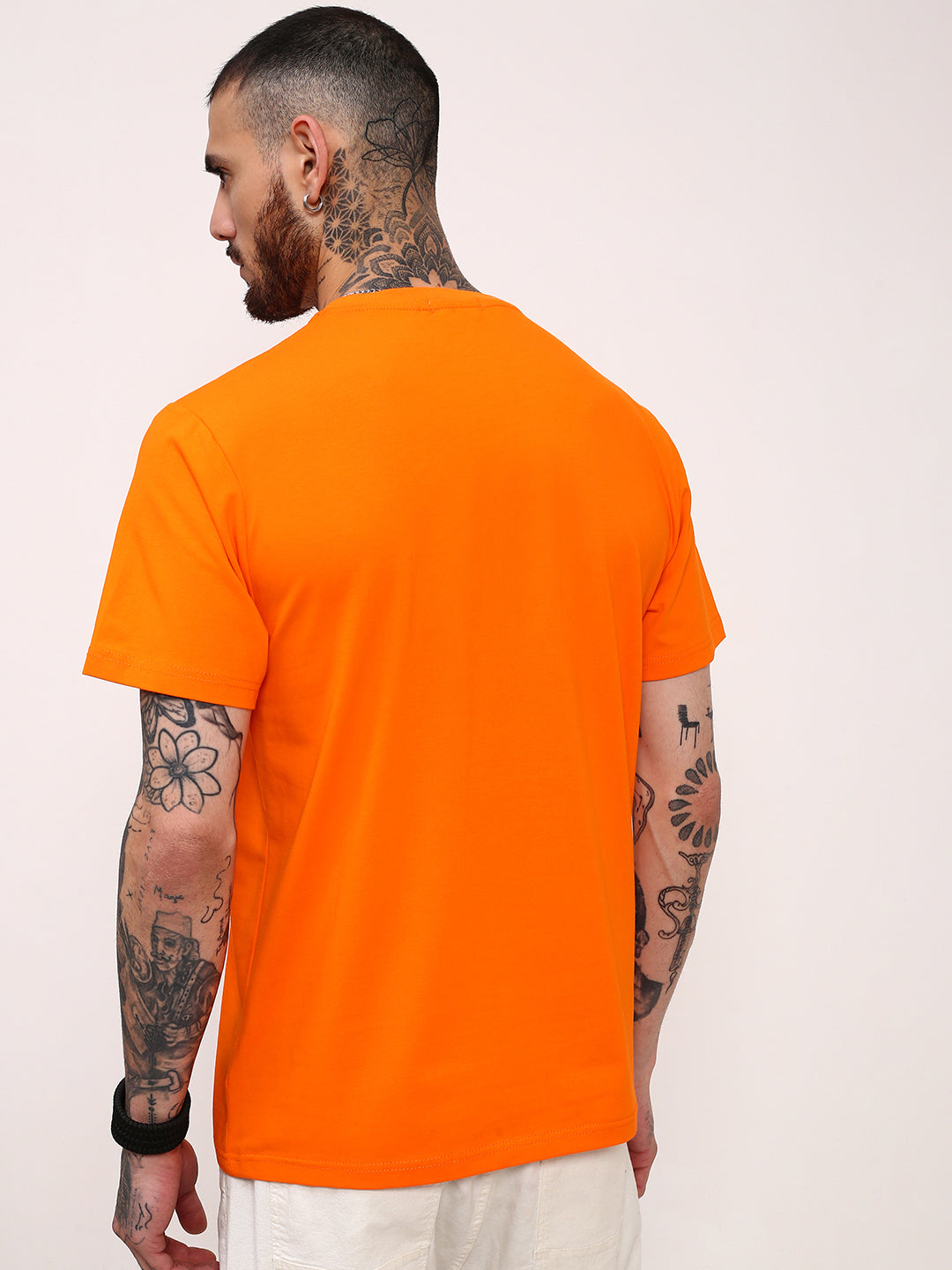 Men Orange Solid T Shirt