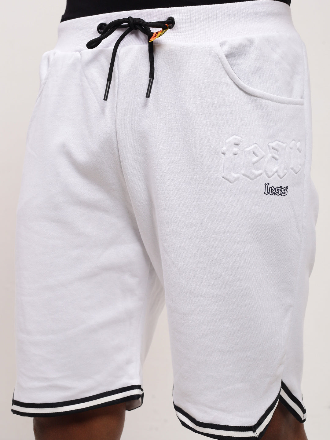 Men White Solid Shorts