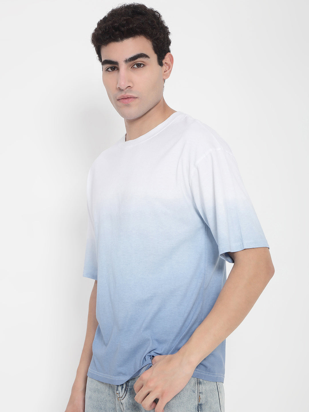 Men's White Ombre Relaxed Fit T-Shirt