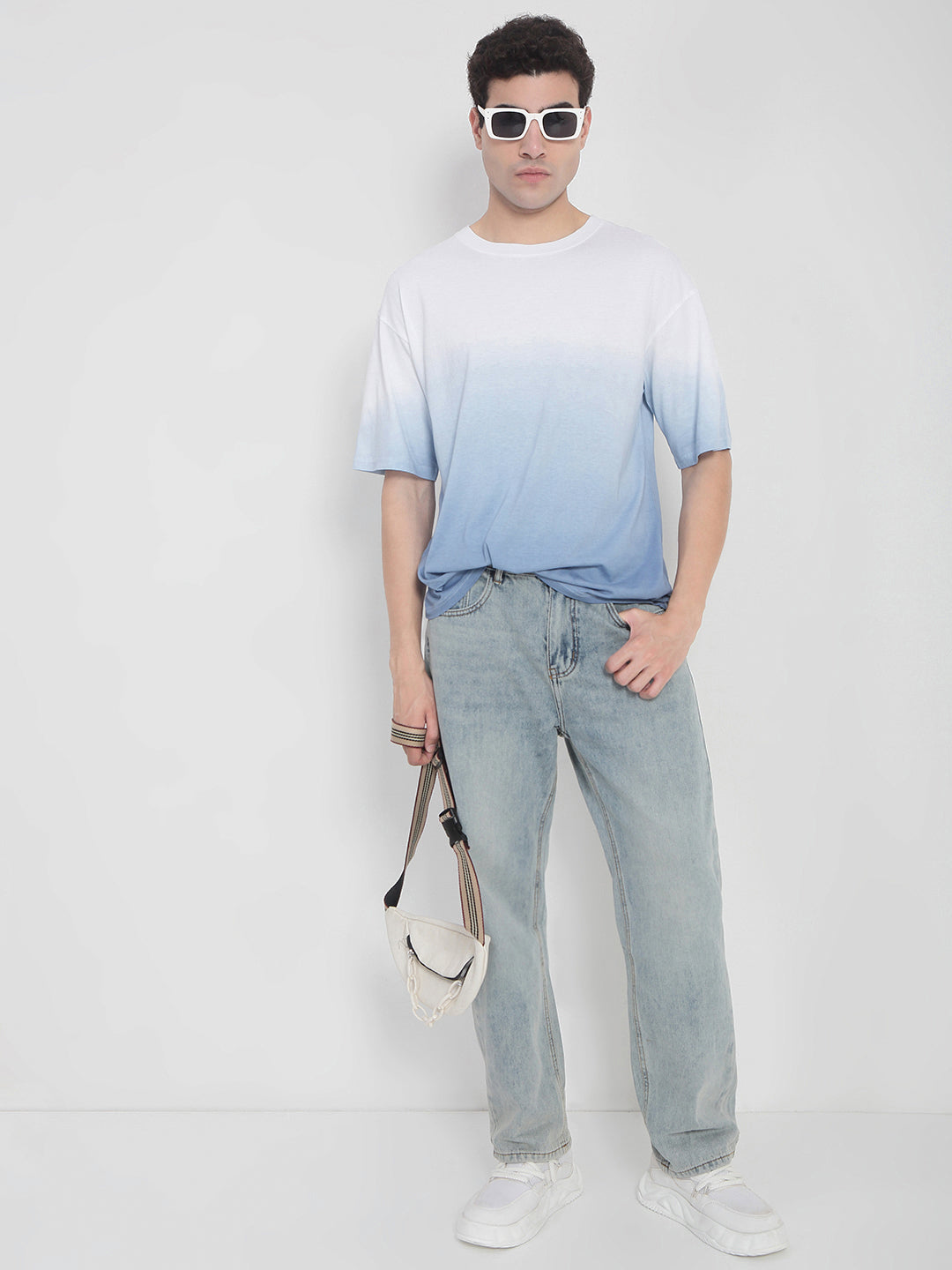 Men's White Ombre Relaxed Fit T-Shirt