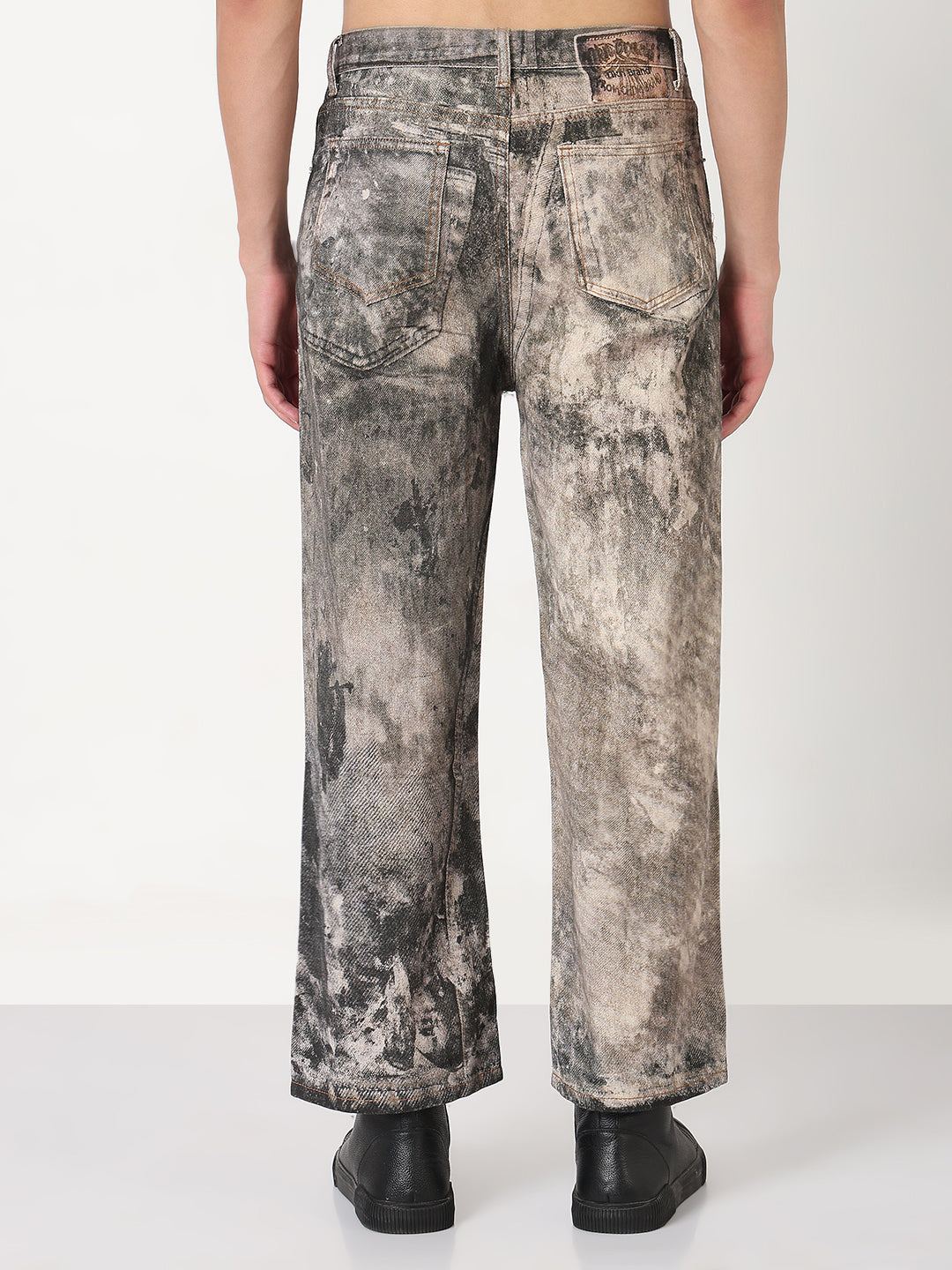 Men's Grey Straight Fit Heavy Fade Jeans