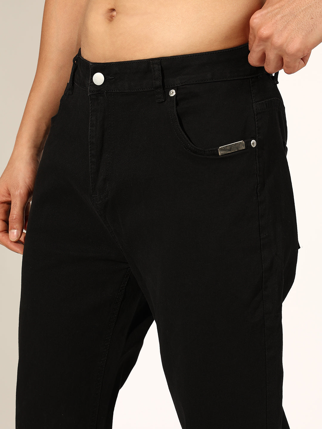 Men's Black Mid Rise Straight Fit Jeans