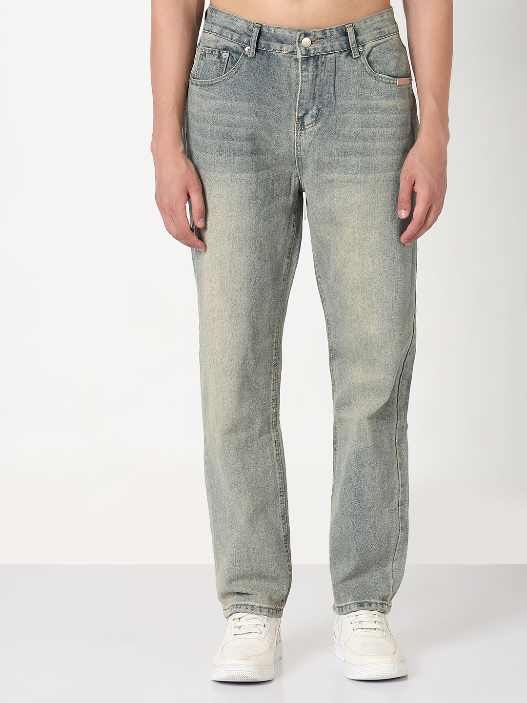 Men's Blue Washed Straight Fit Jeans