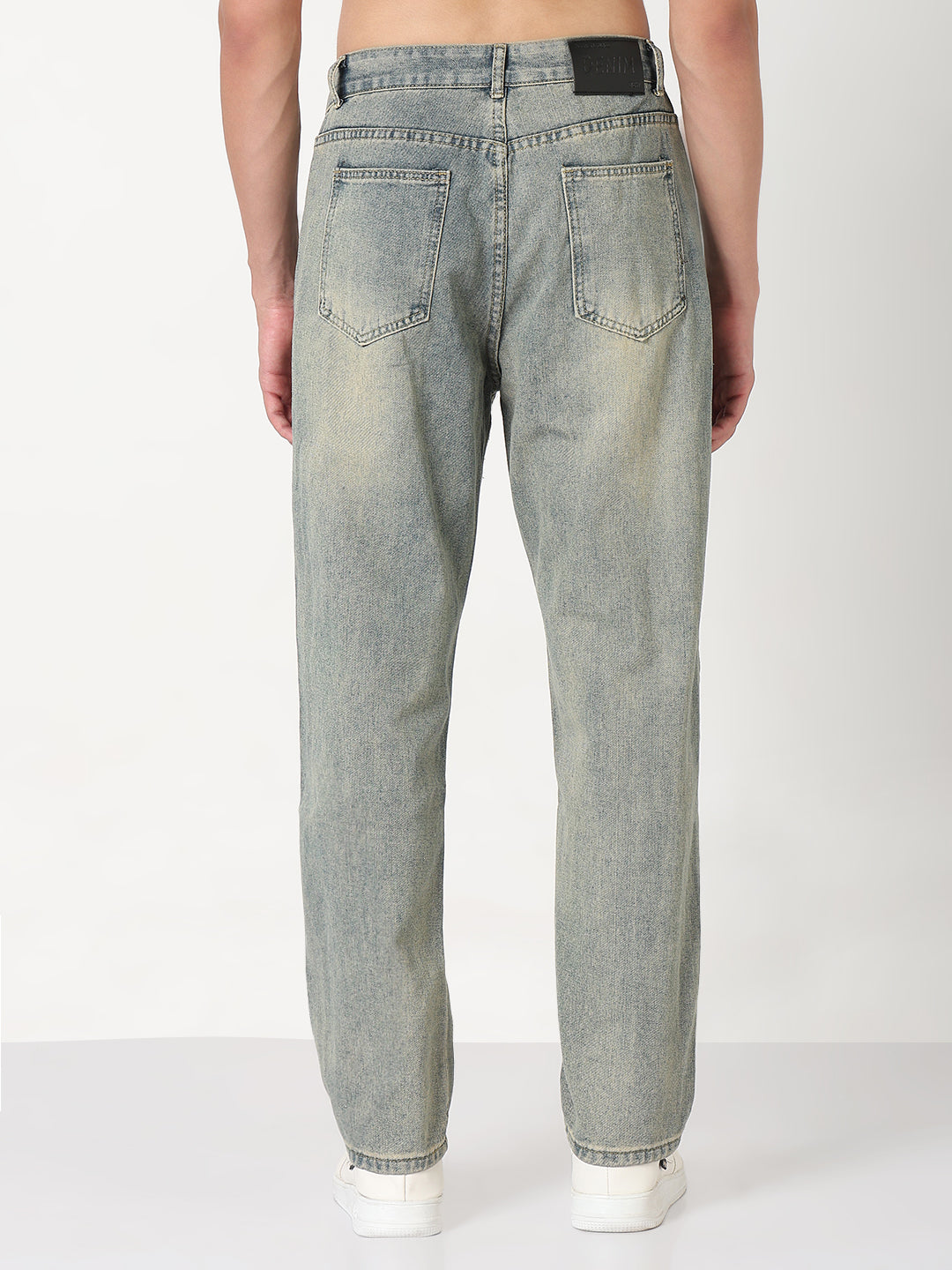 Men's Blue Washed Straight Fit Jeans