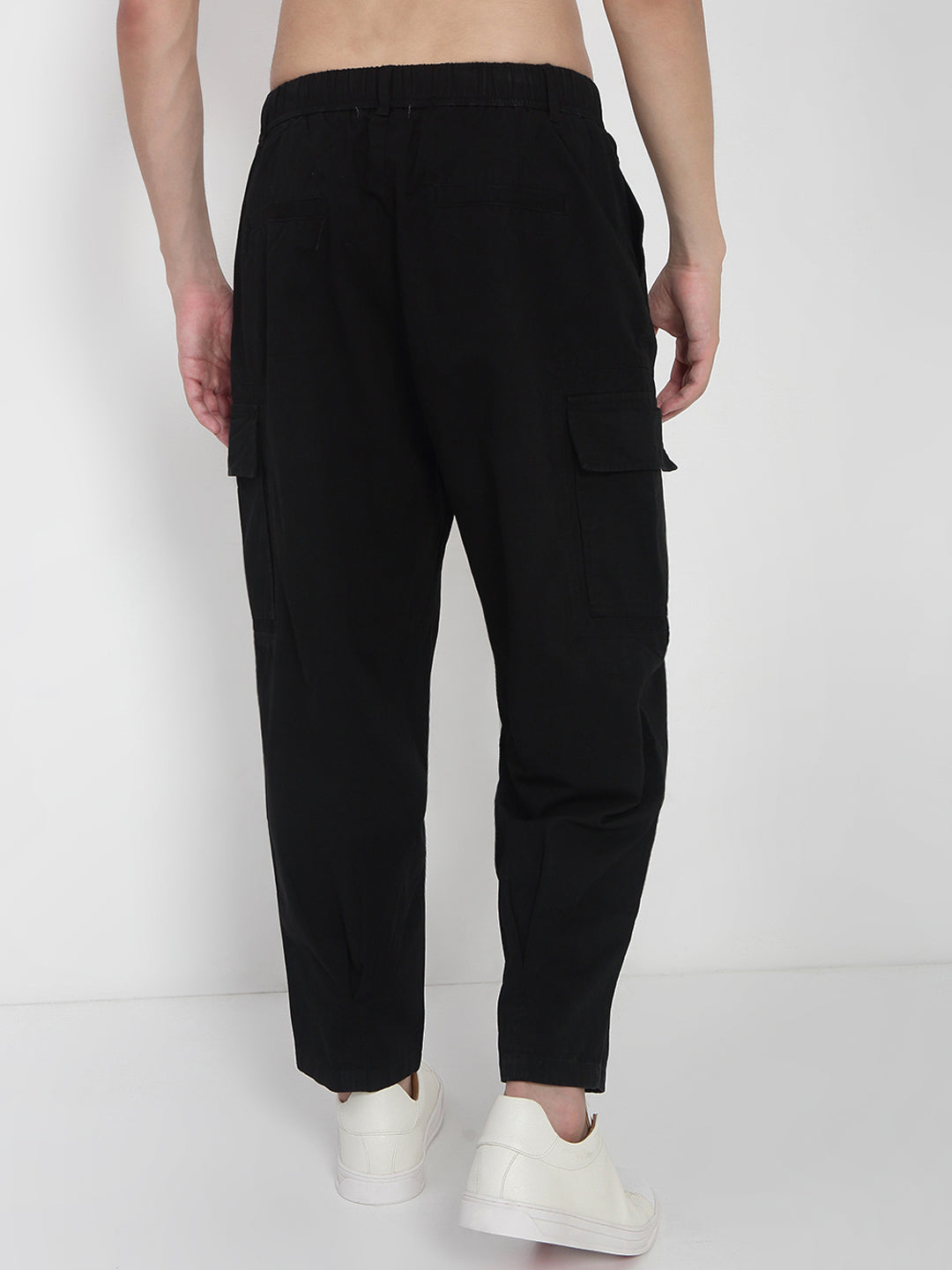 Men's Cotton Black Cargo Trousers
