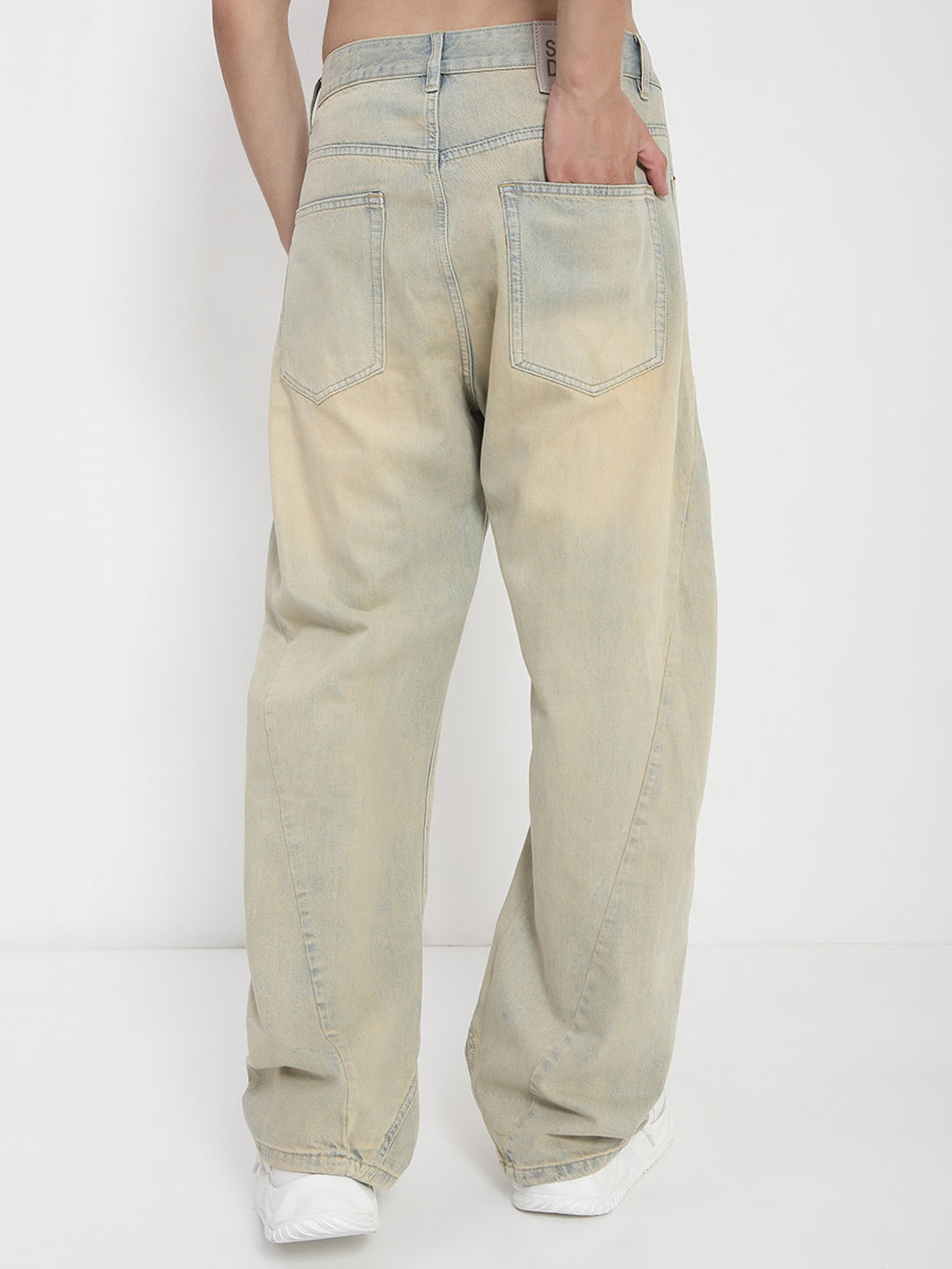 Men's Beige Baggy Fit Jeans