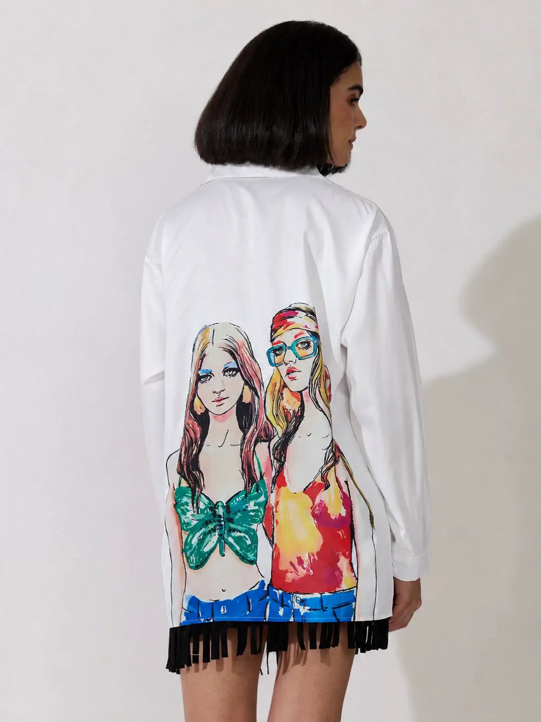 Women's Graphic White Oversized Shirt