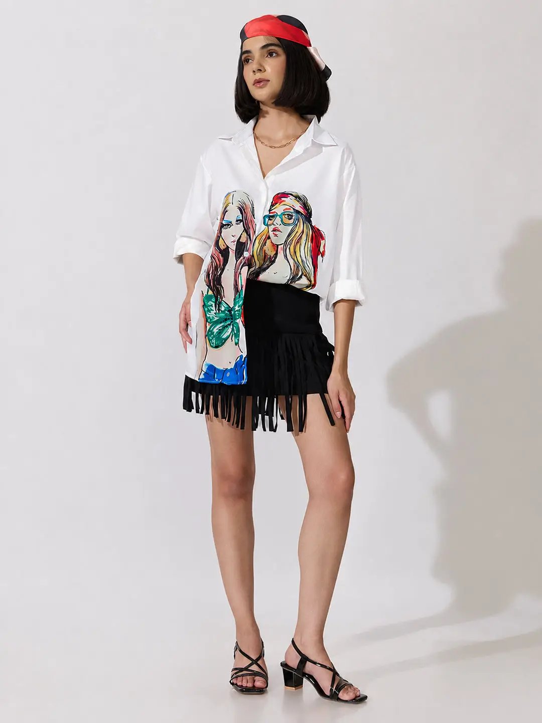 Women's Graphic White Oversized Shirt