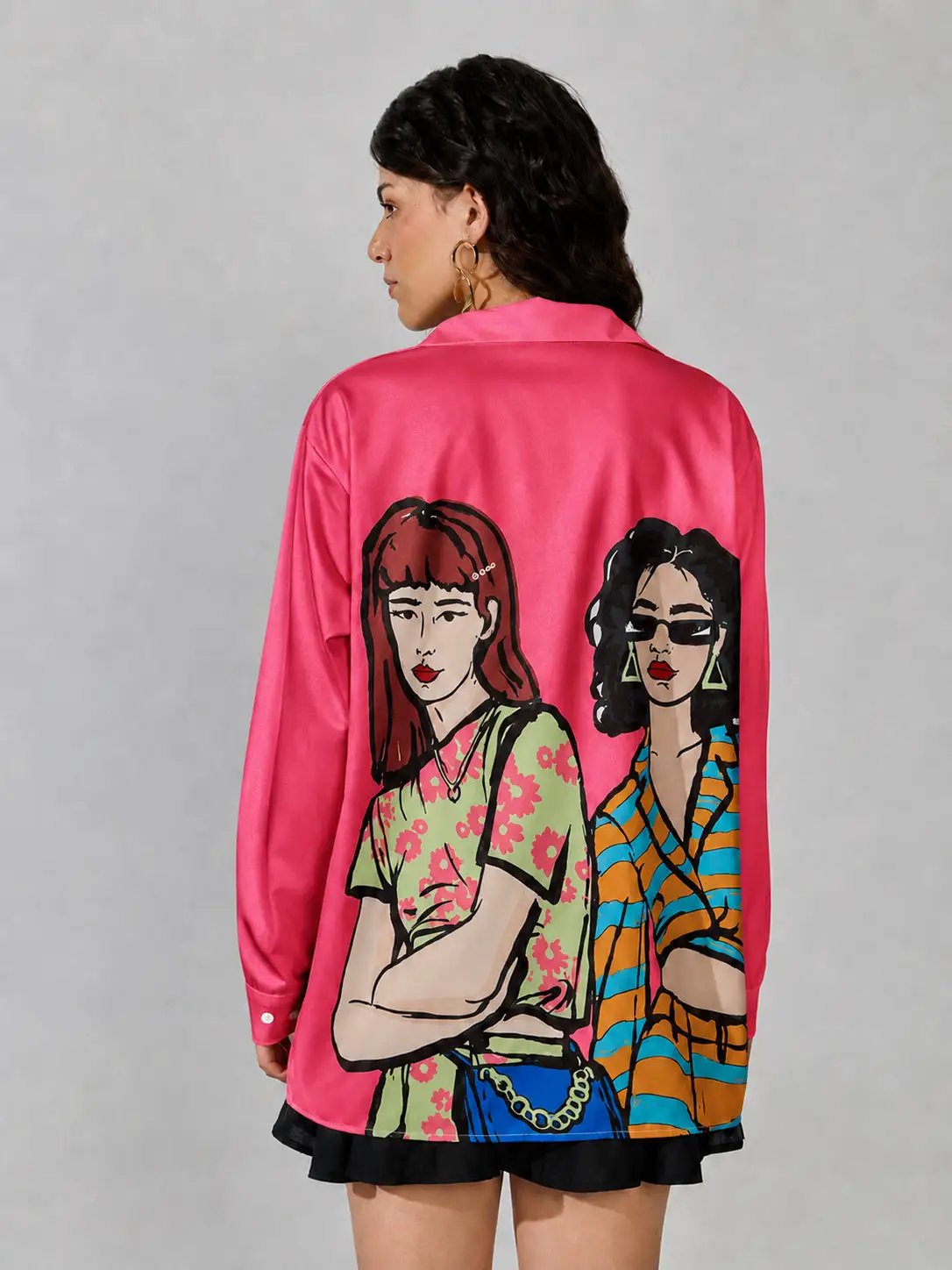 Women's Pink Graphic Print Long Sleeve Shirt - from SHOWOFFFF