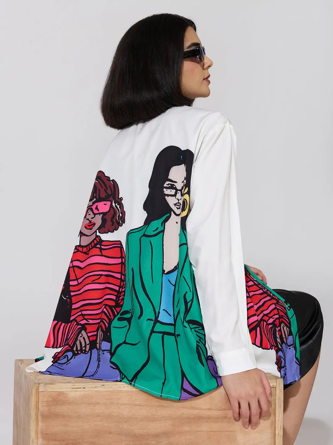 Women's Graphic White Oversized Shirt
