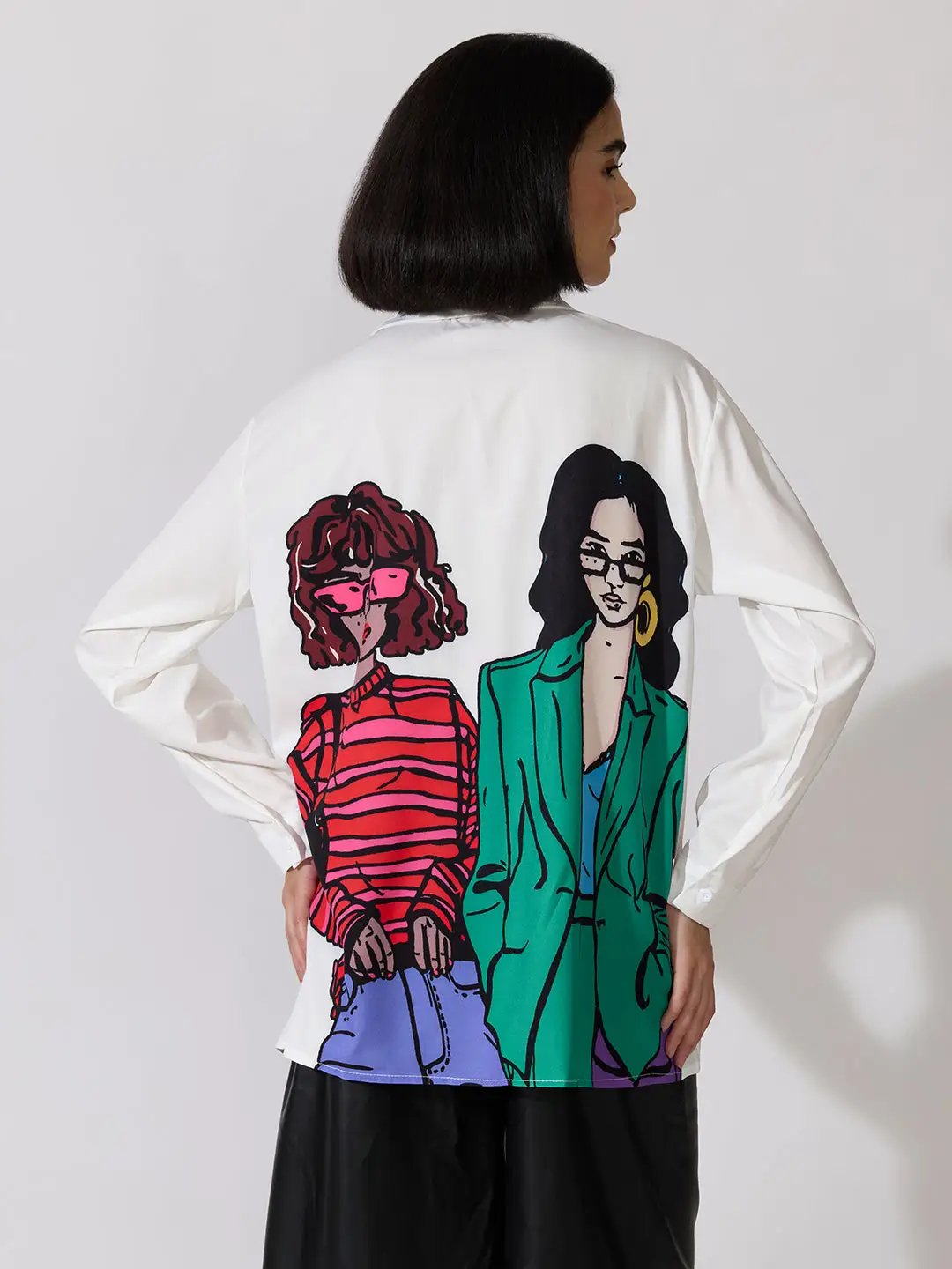 Women's Graphic White Oversized Shirt