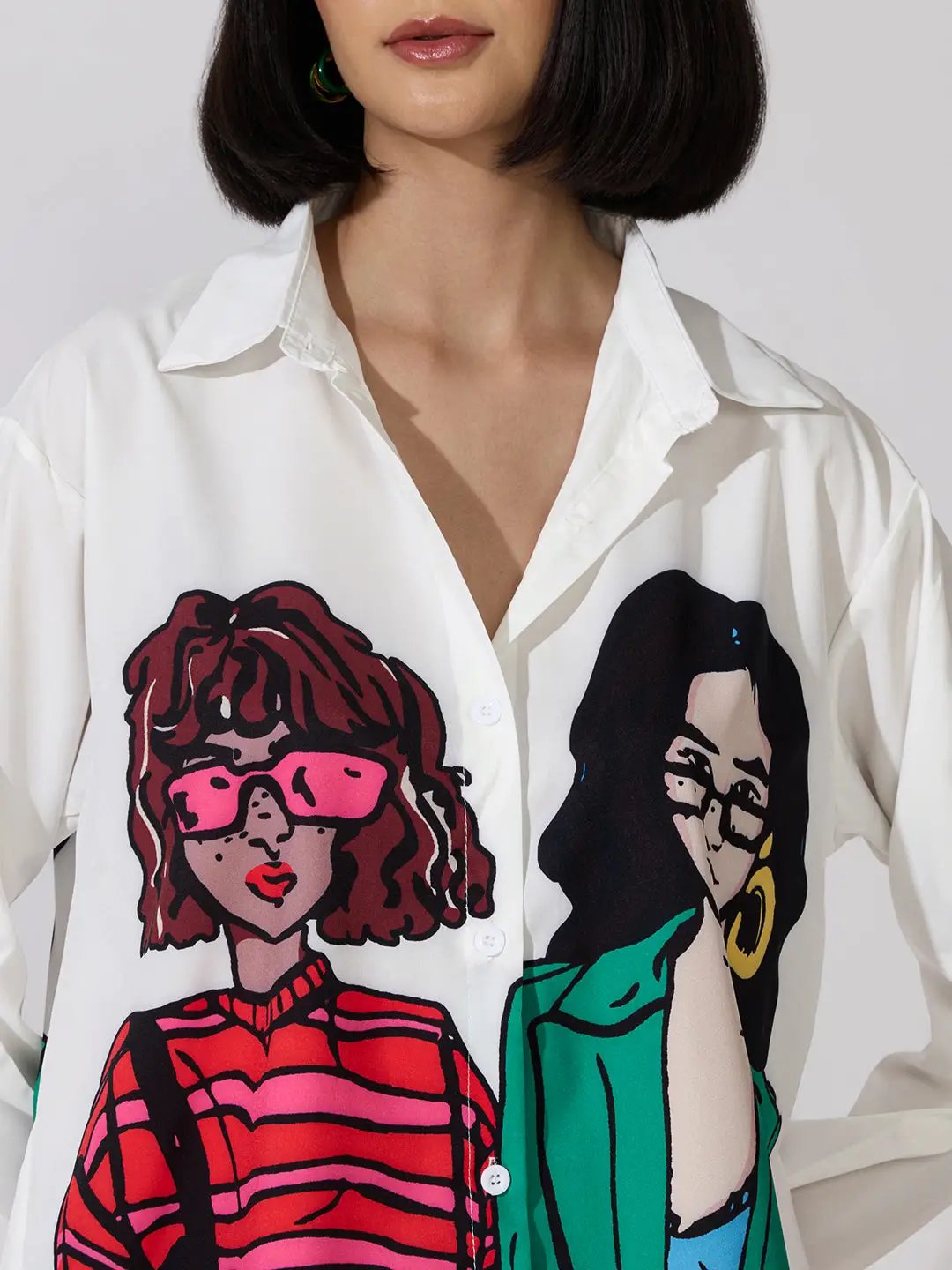 Women's Graphic White Oversized Shirt