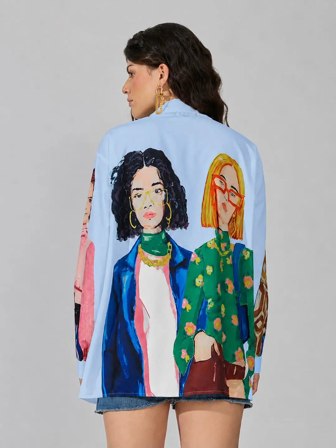 Women's Graphic Blue Relaxed Fit Shirt - from SHOWOFFFF
