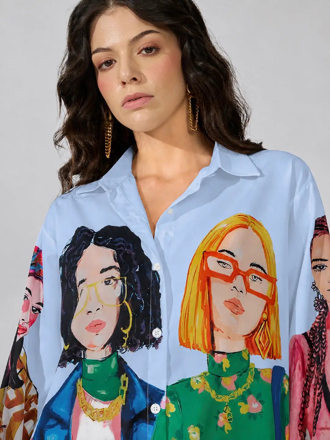 Women's Graphic Blue Relaxed Fit Shirt - from SHOWOFFFF