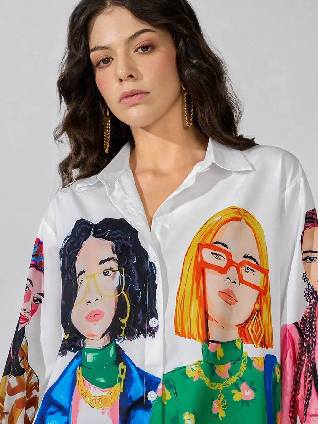 Women's Graphic White Relaxed Fit Shirt
