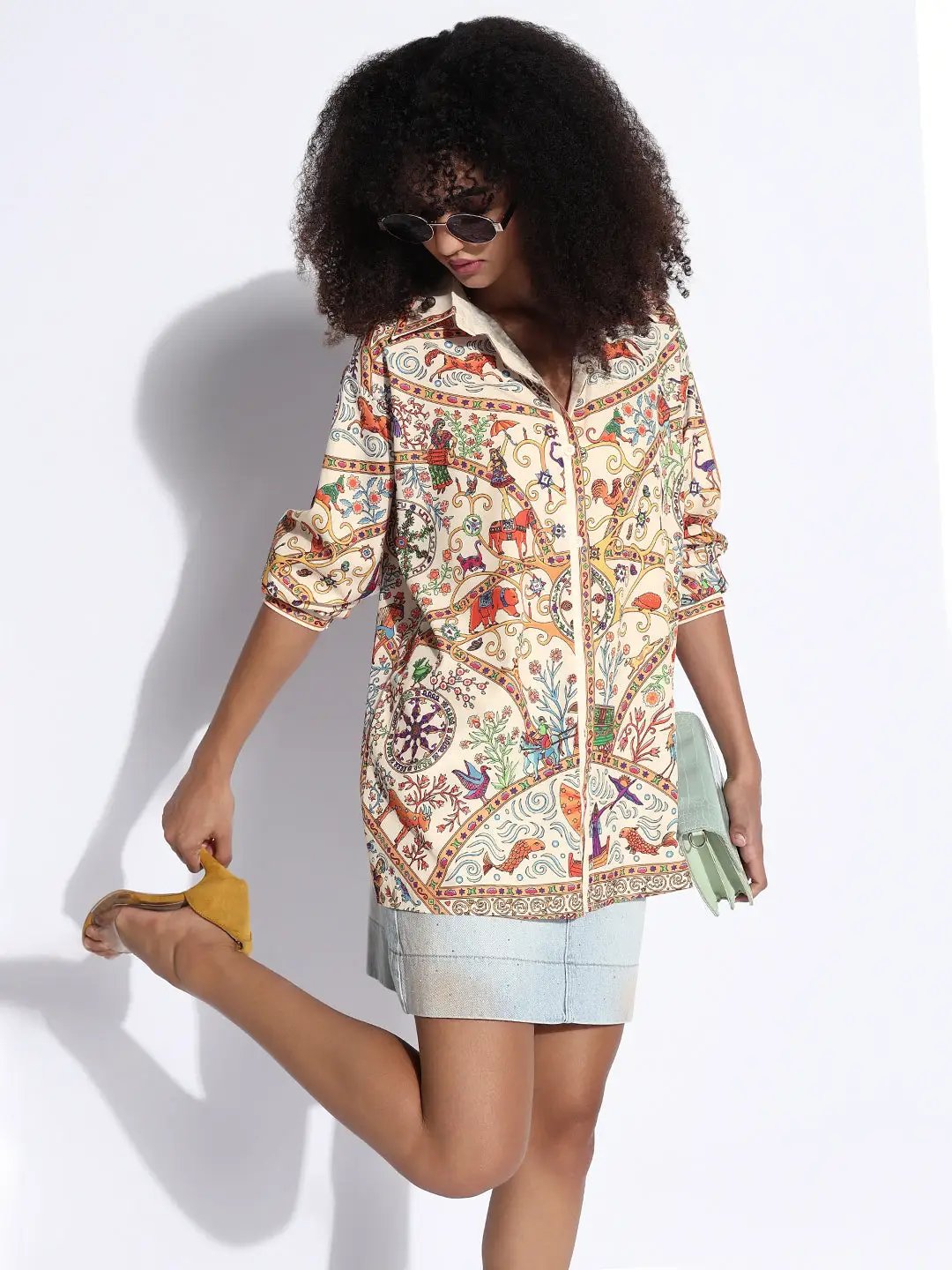 Women's Graphic Cream Oversized Shirt