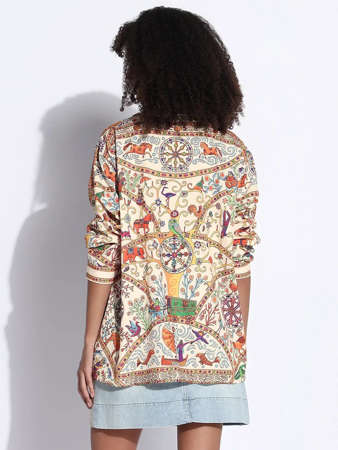 Women's Graphic Cream Oversized Shirt
