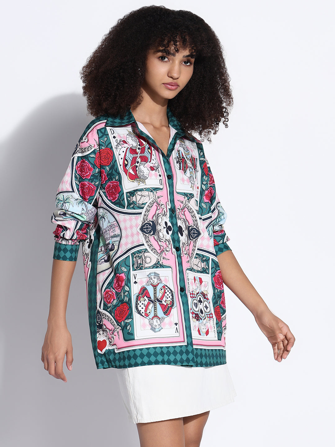 Women's Graphic Green Oversized Shirt