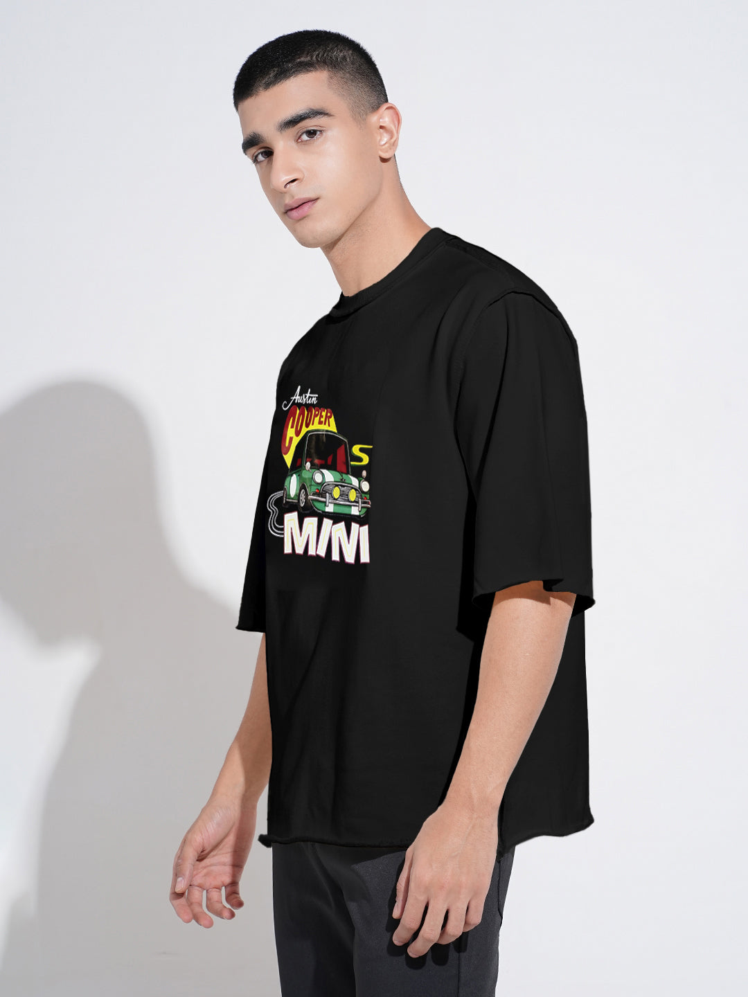 Men's Graphic Black Round Neck Oversized T-Shirt