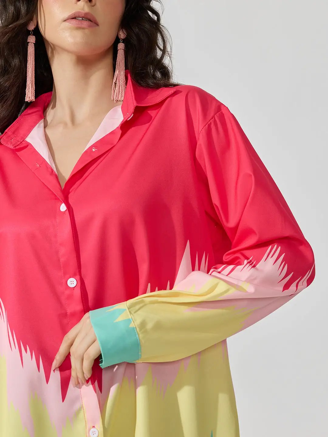Women's Abstract Print Pink Shirt