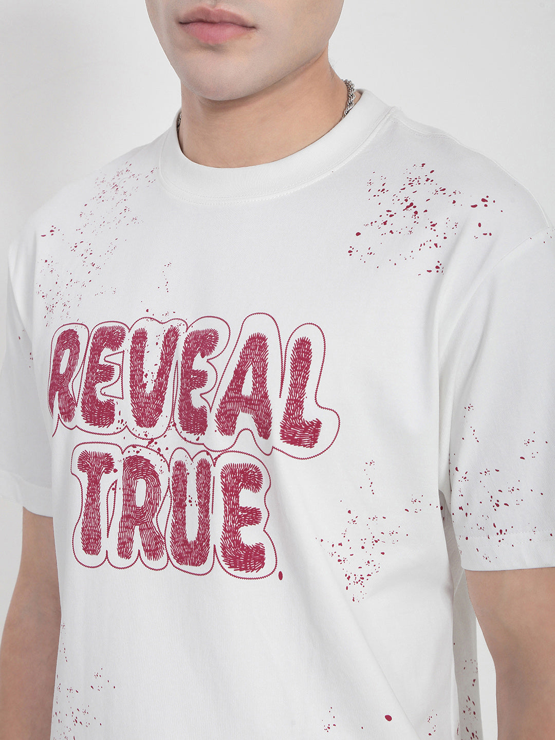 Men's White Typography Printed Relaxed Fit T-Shirt