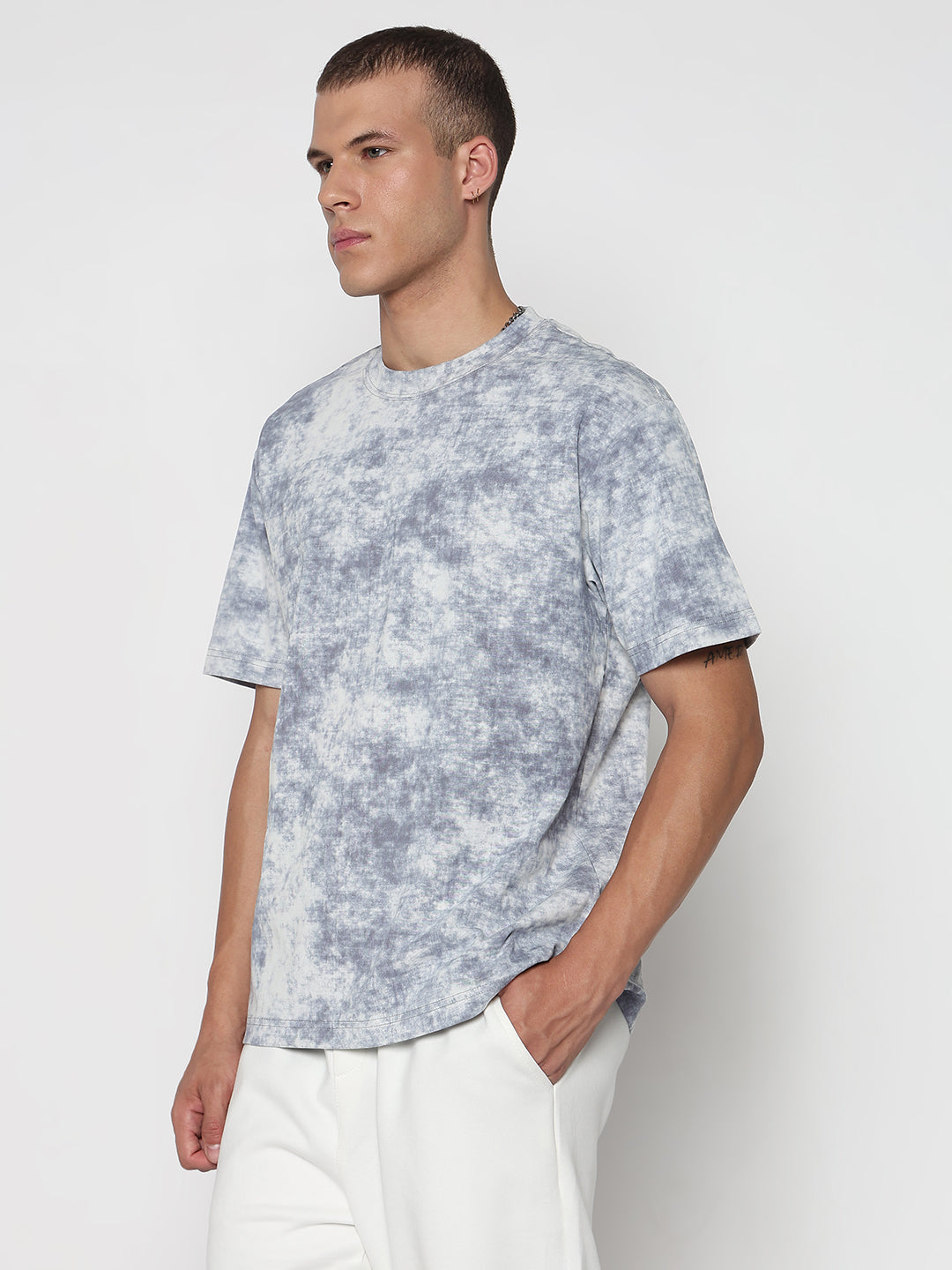 Men's Tie and Dye Blue Regular Fit T-Shirt