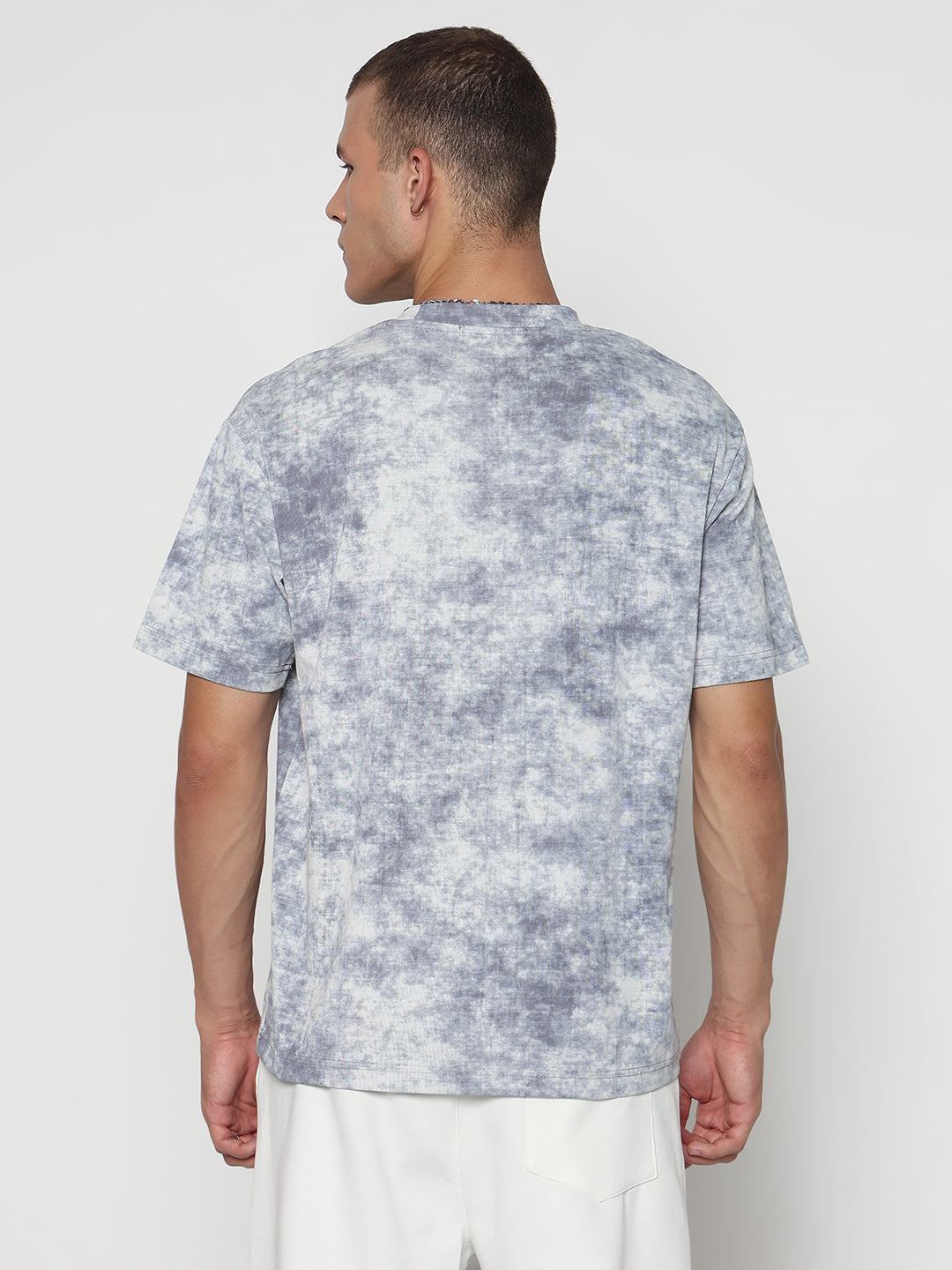 Men's Tie and Dye Blue Regular Fit T-Shirt