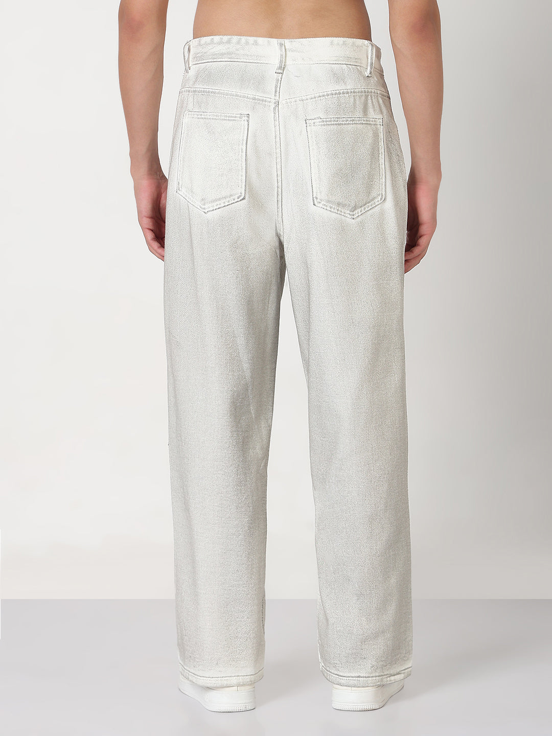 Men's White Shaded Wide Leg Jeans