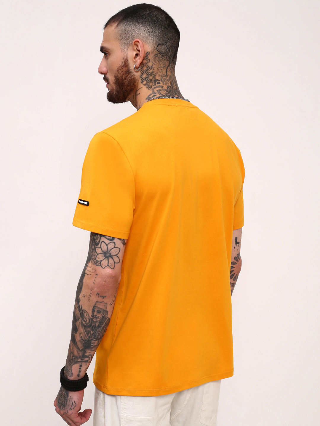 Men Mustard Graphic T Shirt