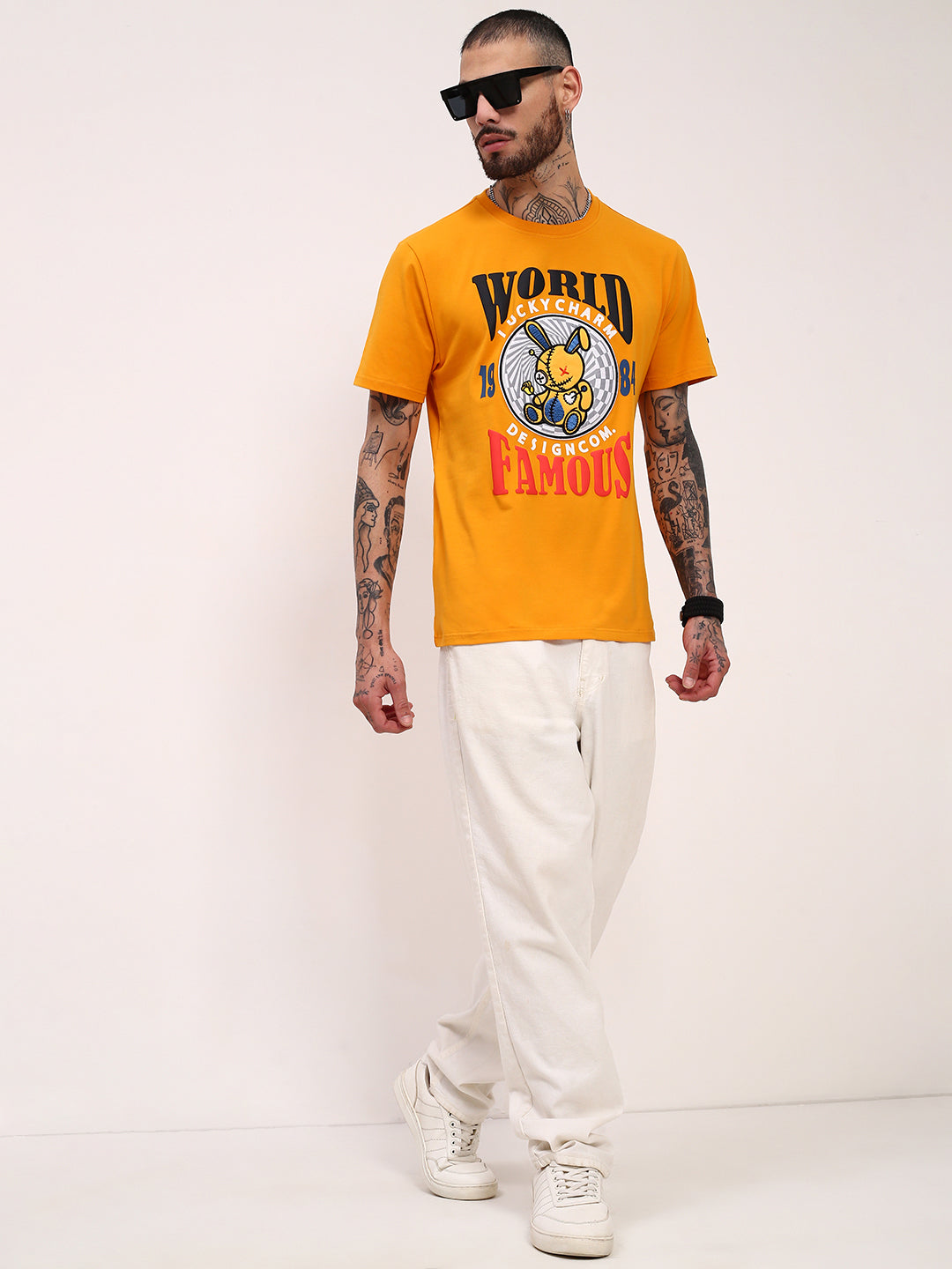 Men Mustard Graphic T Shirt