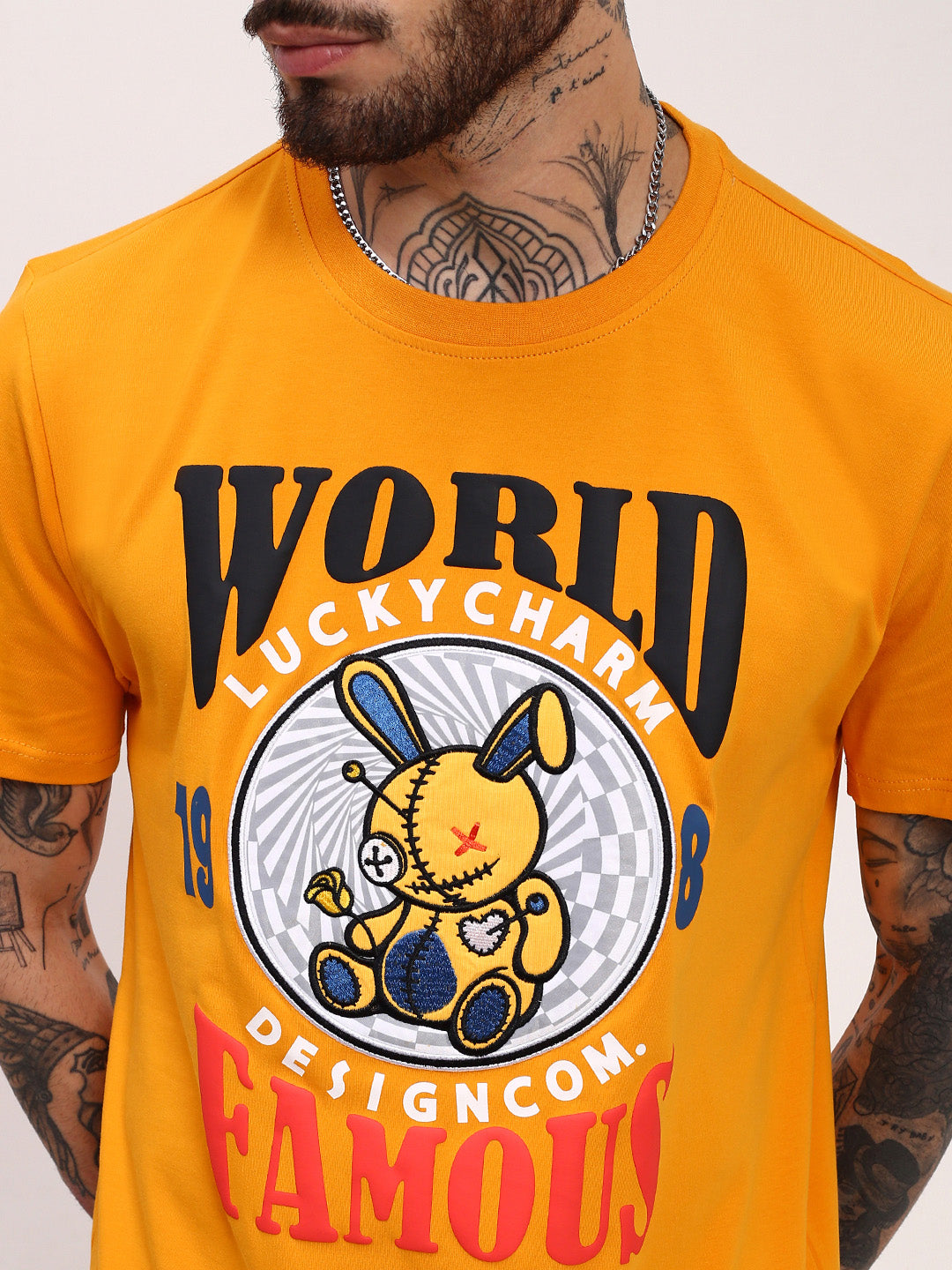 Men Mustard Graphic T Shirt