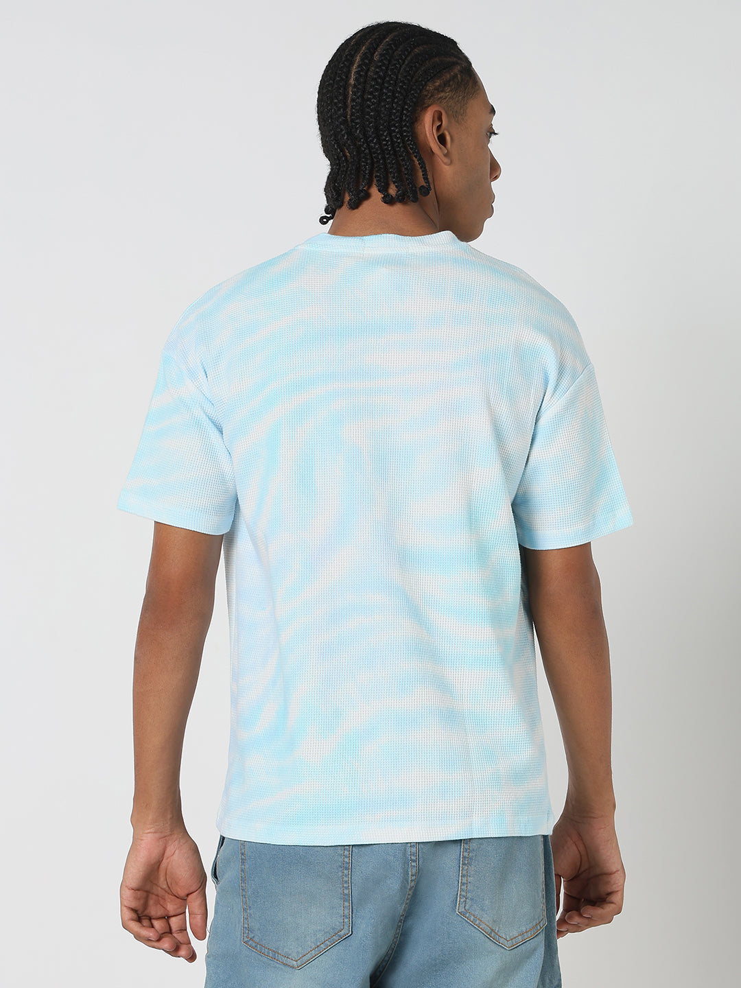 Men Casual Blue Tie & Dye T-Shirt