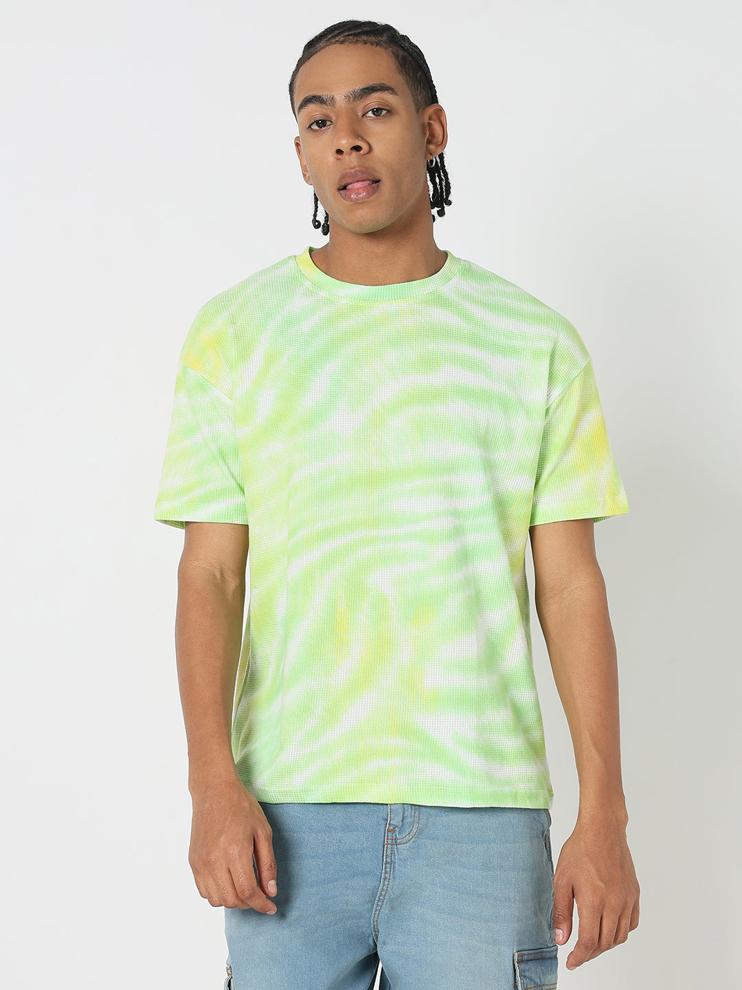 Men Casual Green Tie & Dye T-Shirt