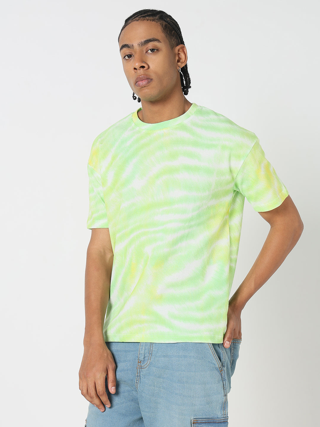 Men Casual Green Tie & Dye T-Shirt