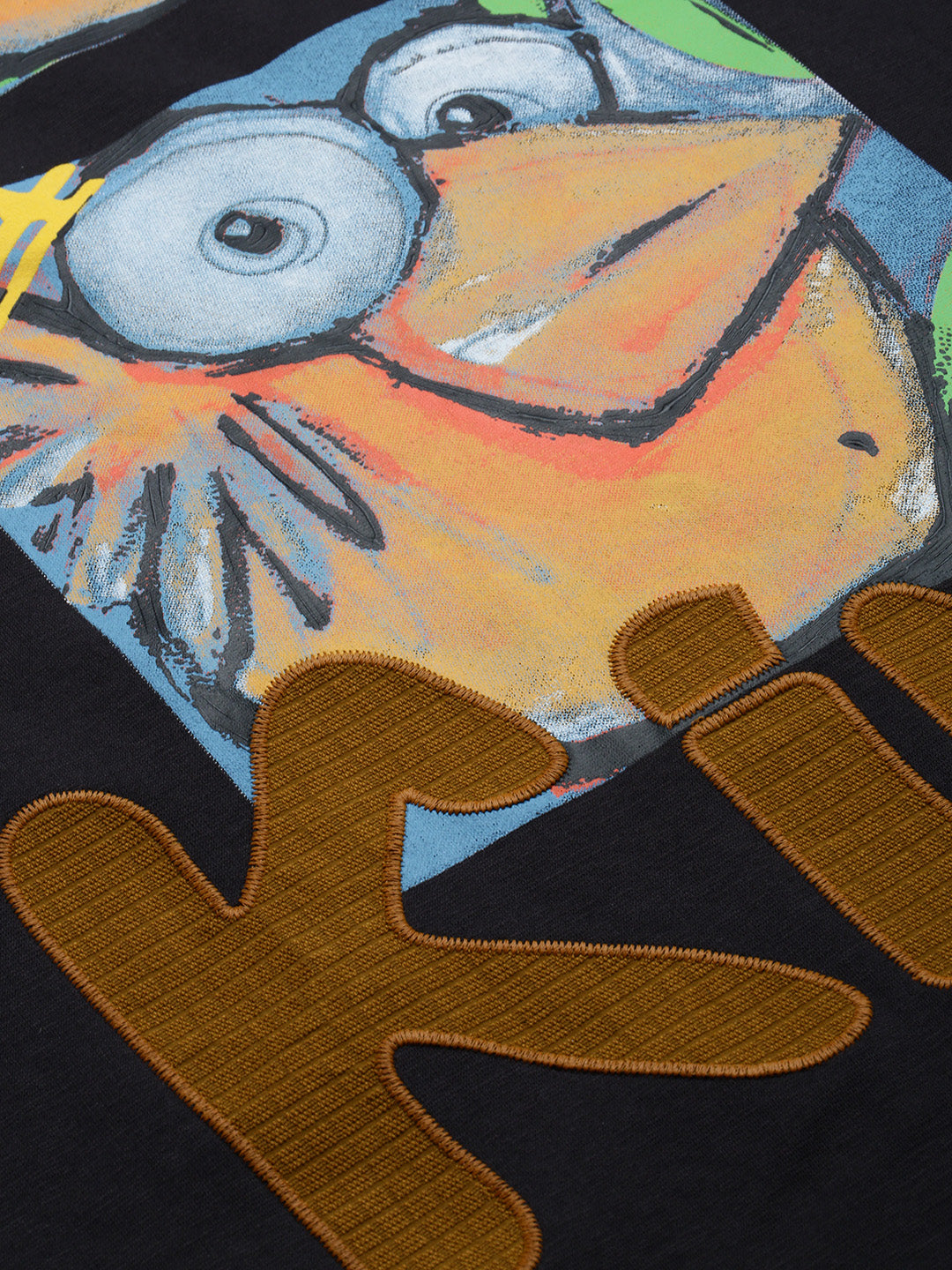 Men's Black Graphic Printed Relaxed Fit T-Shirt