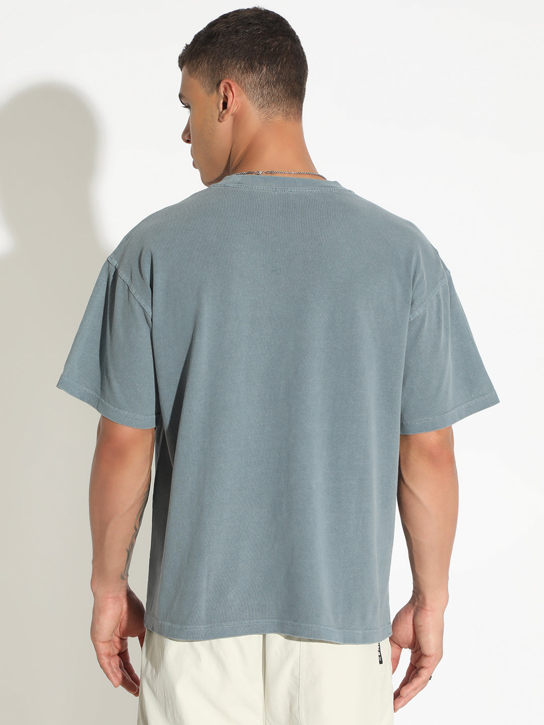 Men's Blue Relaxed Fit Round Neck Half Sleeve Casual T-Shirt