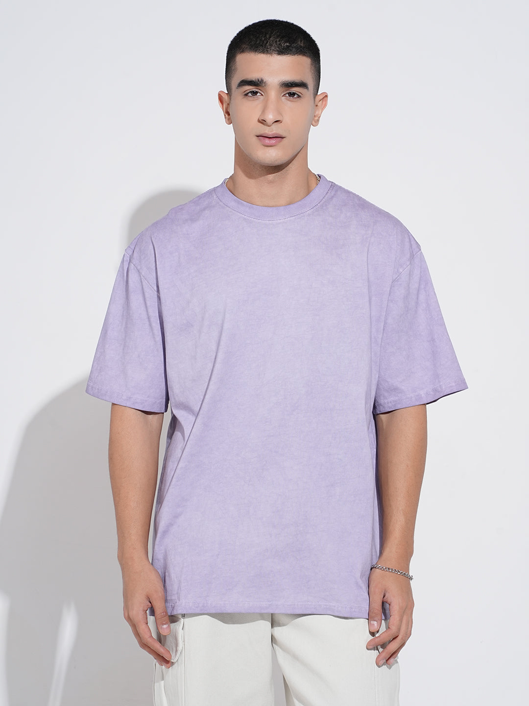 Men's Purple Short Sleeves Crew Neck Oversized T-Shirt