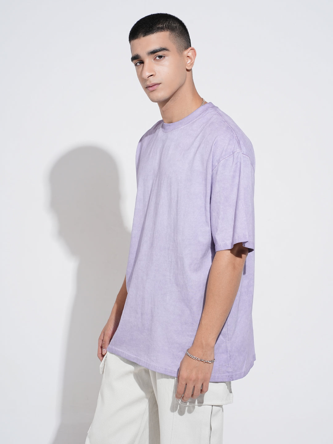 Men's Purple Short Sleeves Crew Neck Oversized T-Shirt