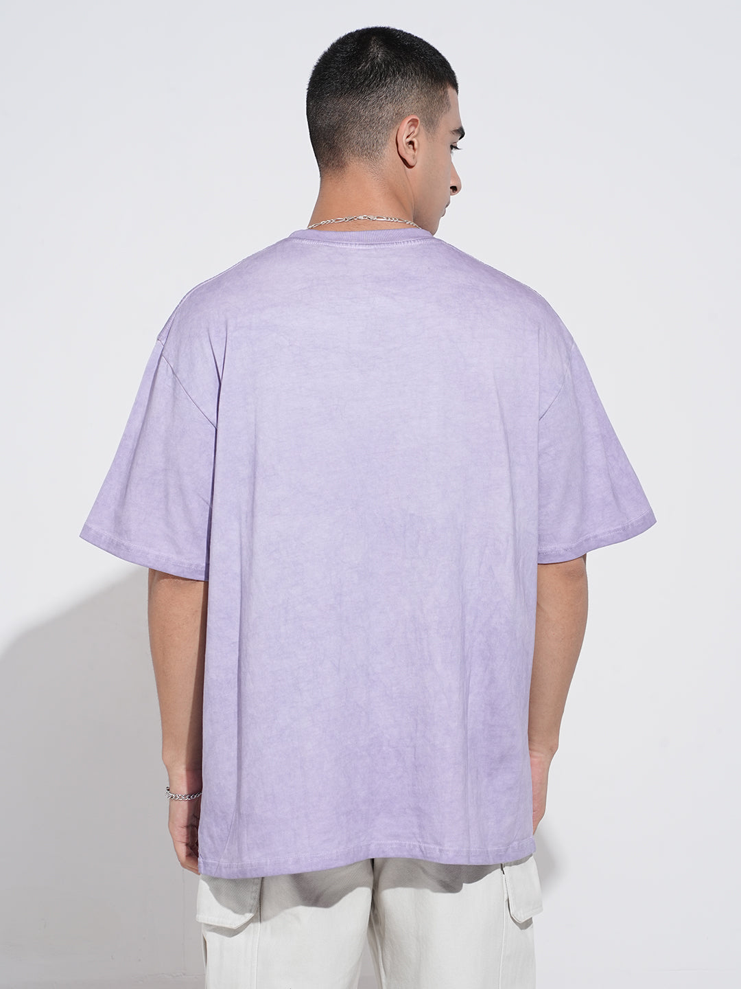 Men's Purple Short Sleeves Crew Neck Oversized T-Shirt
