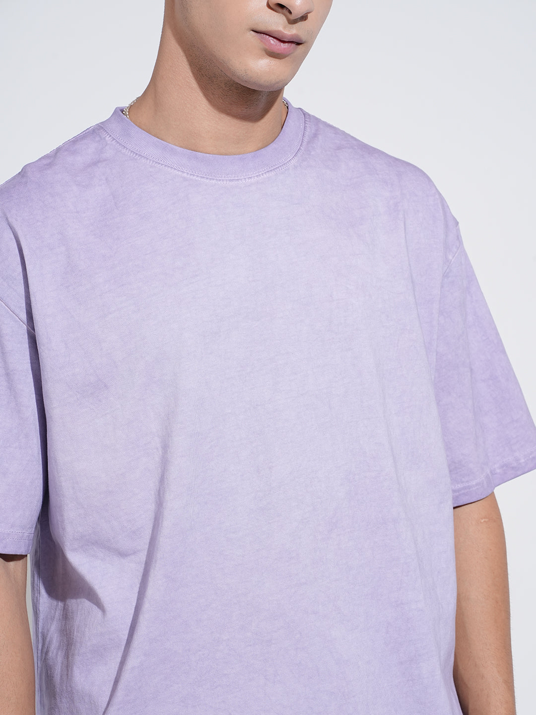 Men's Purple Short Sleeves Crew Neck Oversized T-Shirt