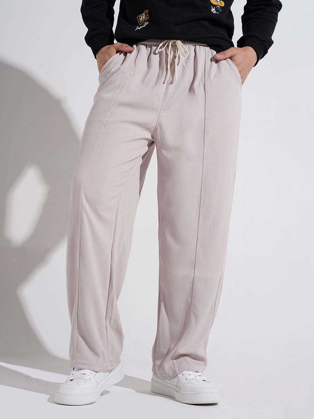 Men's Beige Straight Fit Trousers