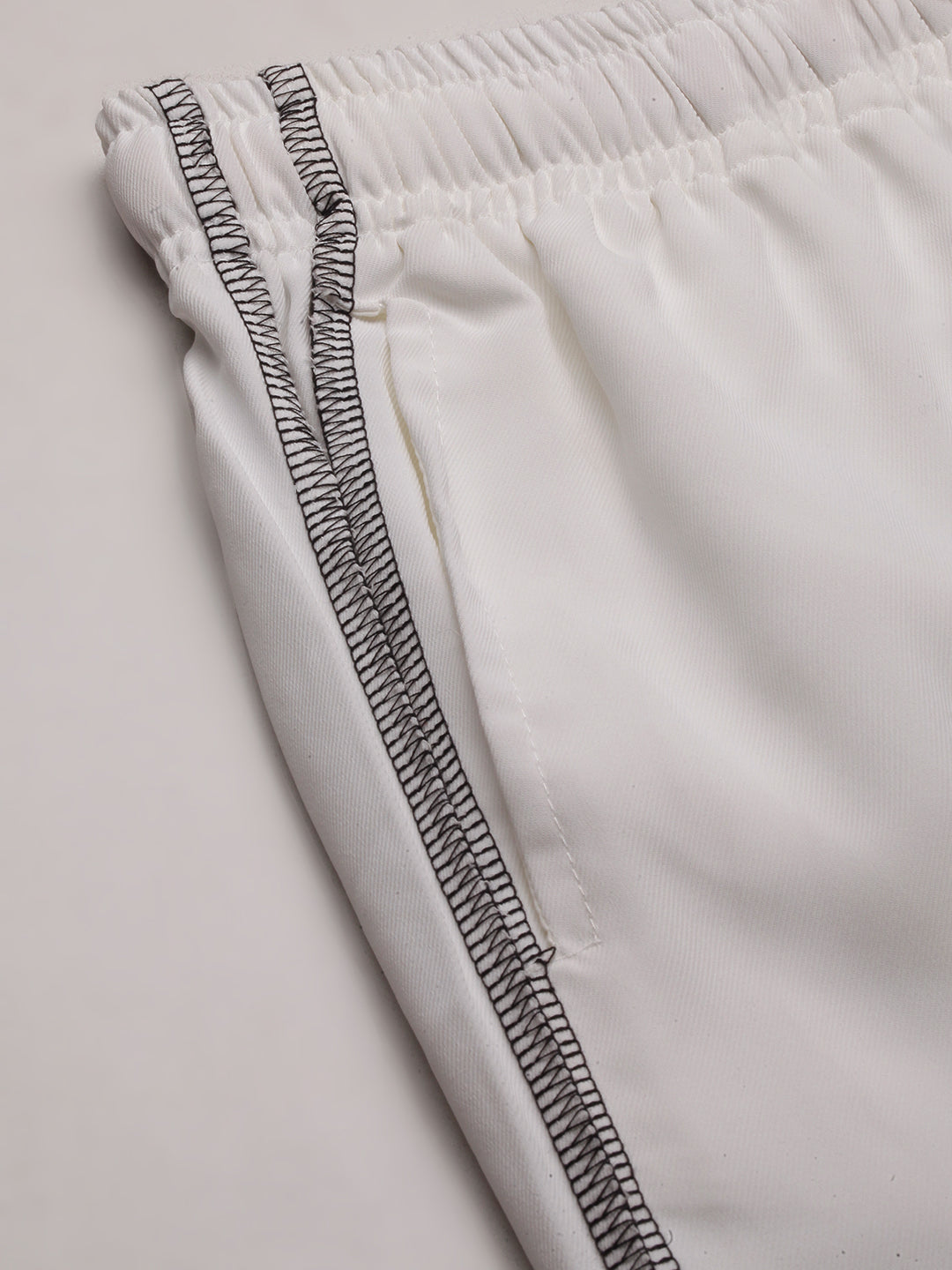 Men White Solid Straight Fit Trousers