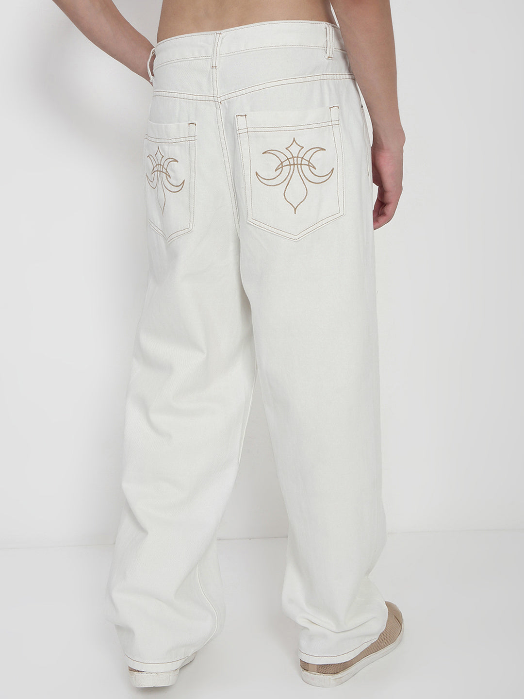Men's White Baggy Fit Jeans