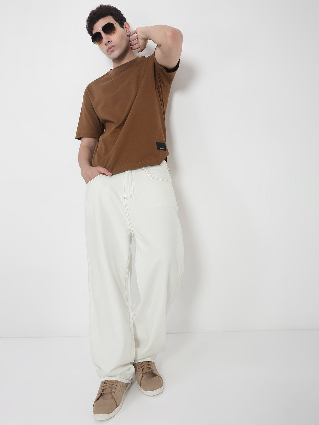 Men's White Baggy Fit Jeans