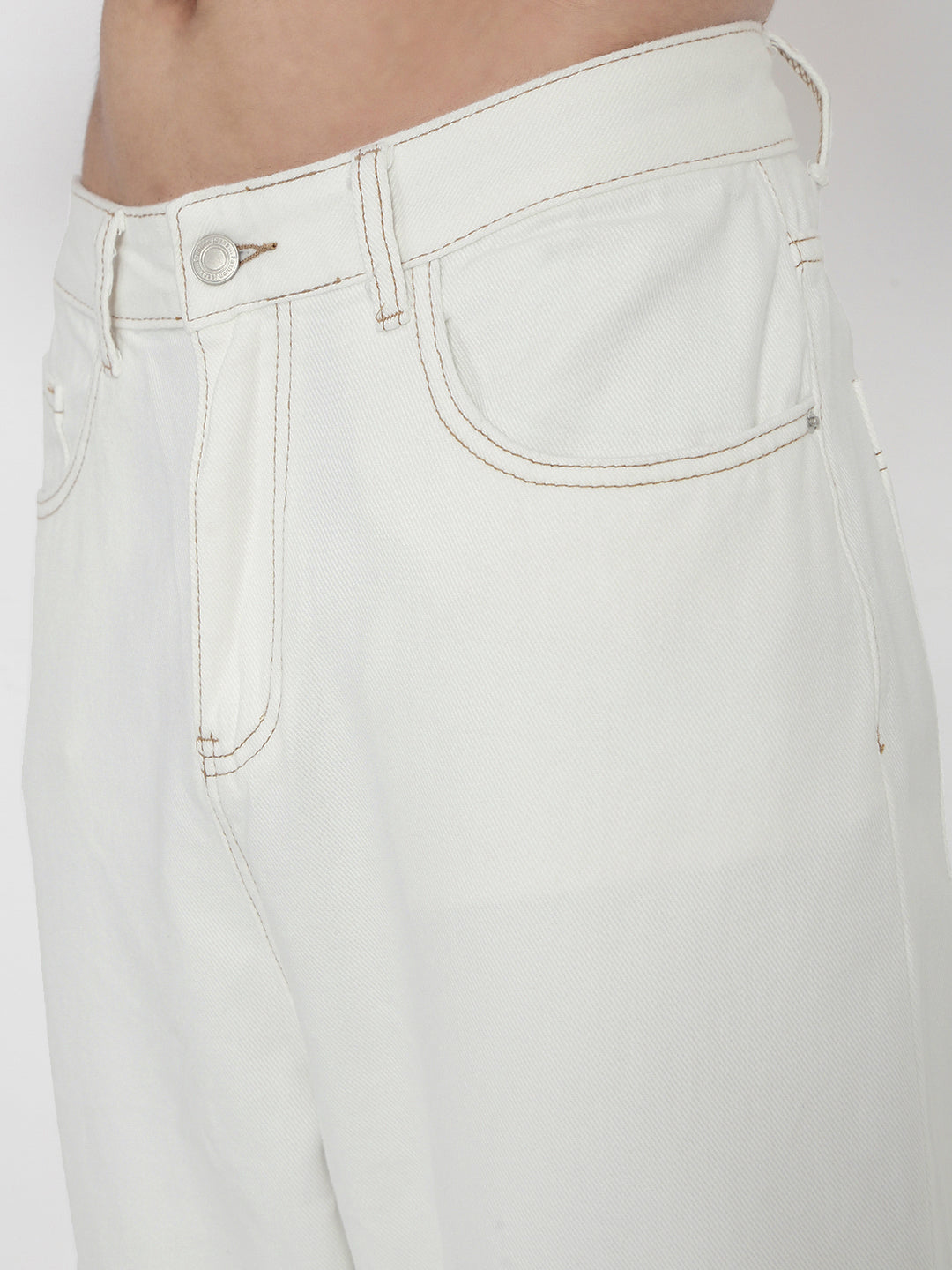 Men's White Baggy Fit Jeans