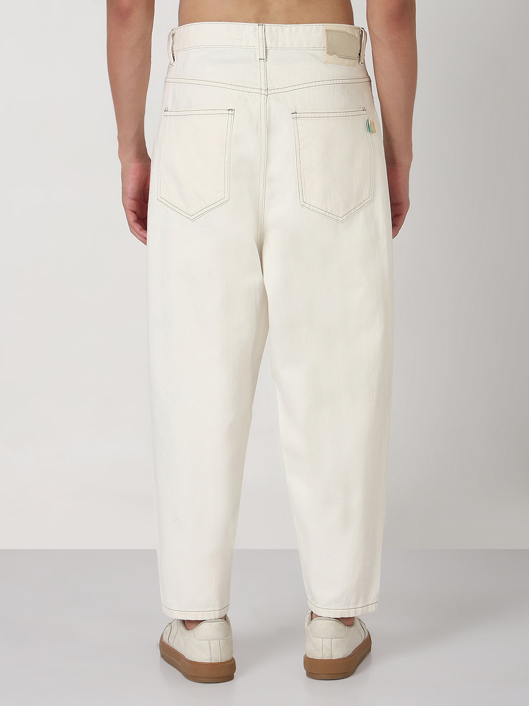 Men's Off White Barrel Fit Jeans